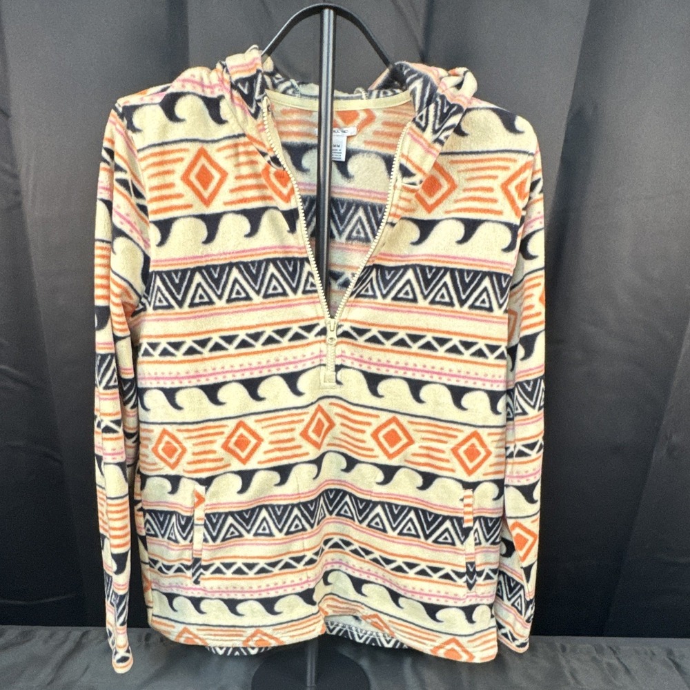 O'Neill Women's Aztec Geometric Fleece 1/4 Zip Pullover Hoodie M Pockets (1247)